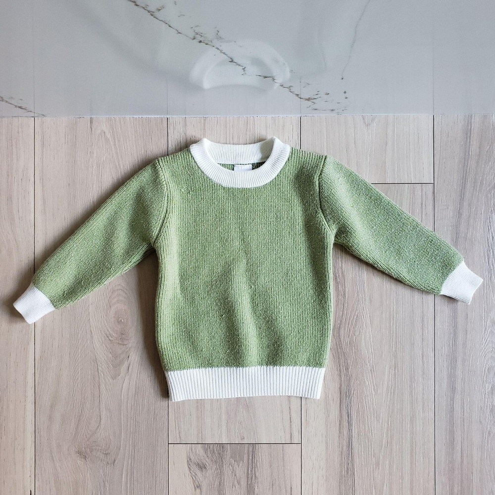Sweet Little Lolli Sweater Kids 3T Green Knit Crew Neck Pullover Winter Casual‎